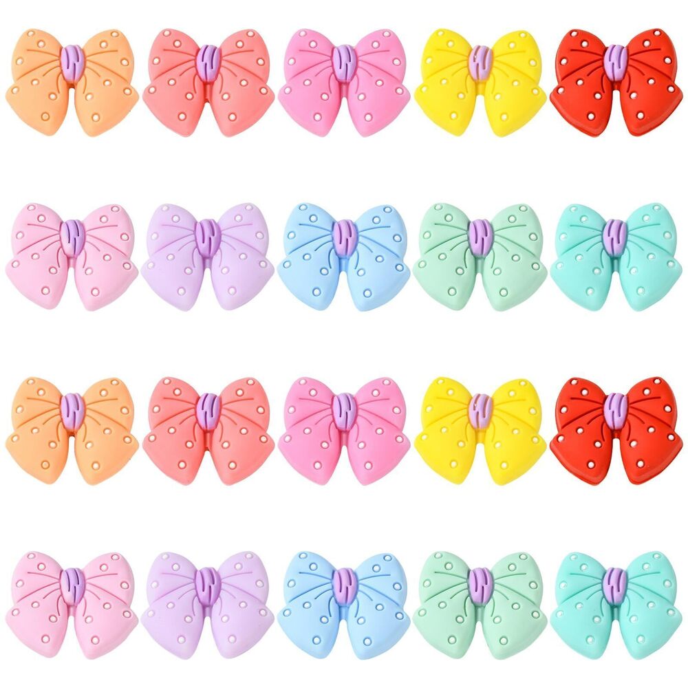 8152 20 pcs 10 Colors Bowknot Focal Silicone Beads Lovely Butterfly Knot